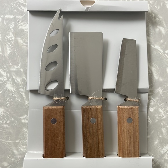 Twine Living Co. Kitchen Riveted Cheese Knife Set Of 3 Three Wood